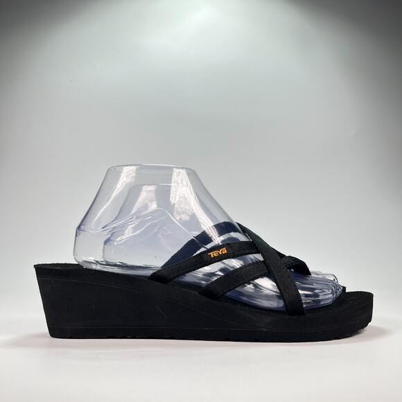 Teva Mush Mandalyn Wedge Ola 2 Black Flip Flop Sandals 1000099 Women's Size 9 - Picture 1 of 9